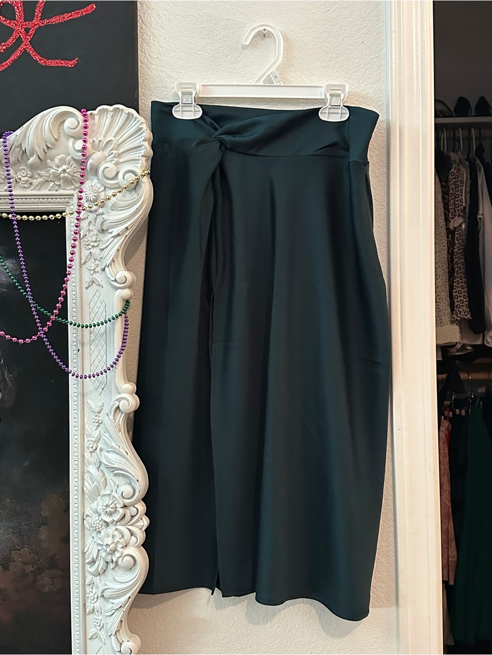 Forever 21 Dark Teal Midi Skirt with Tie-Waist